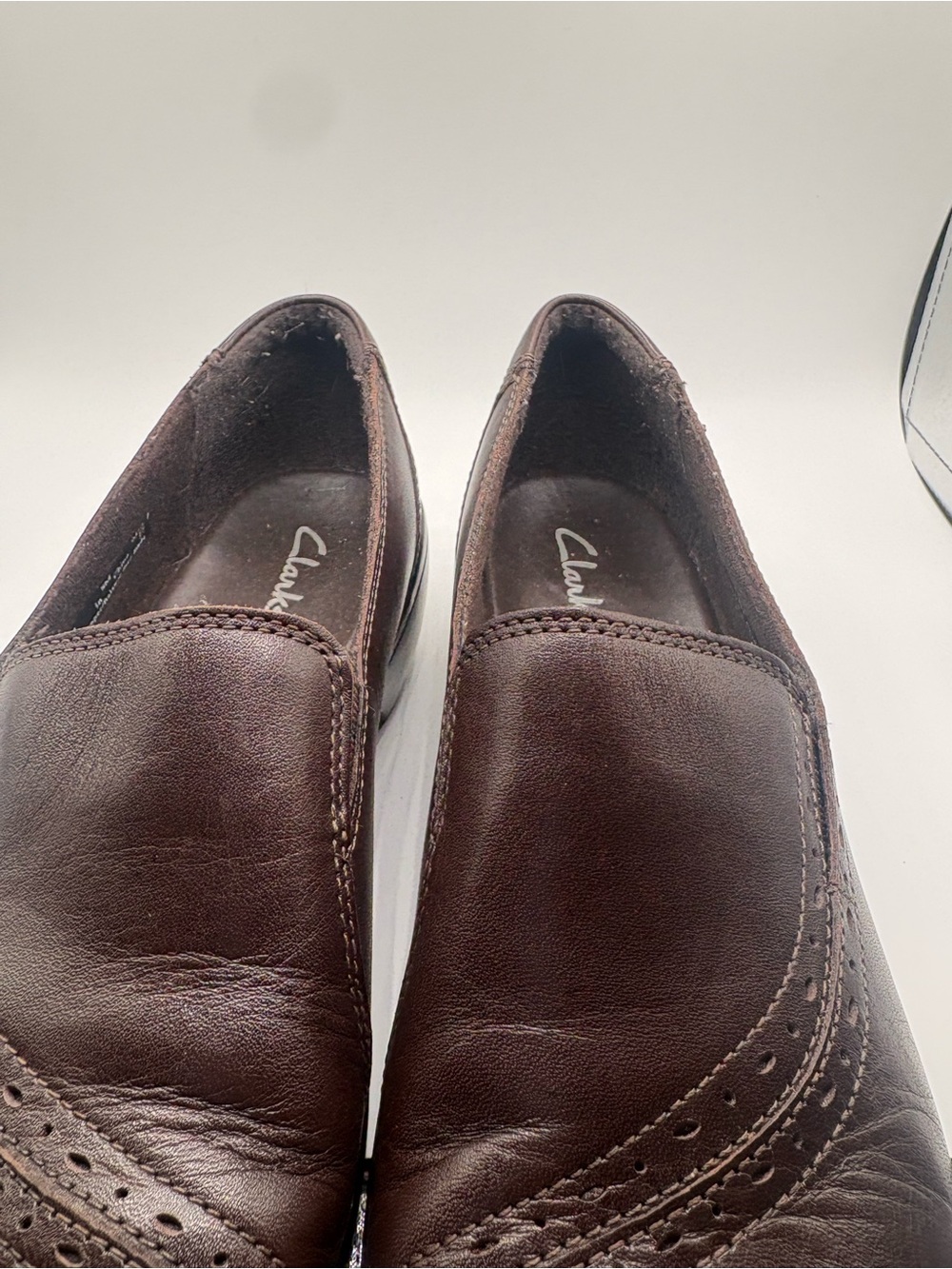 Clarks Women's Dark Brown Leather Slip-On Loafers - Picture 8 of 9